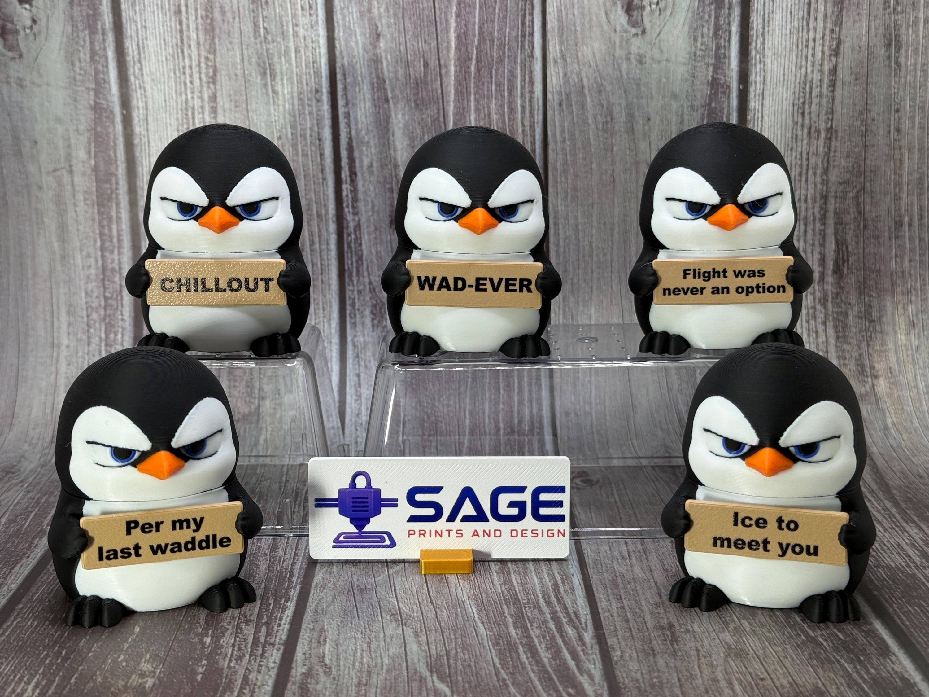 Penguin with Attitude | Funny 3D Printed Penguin Figurine | Sassy Desk Decor