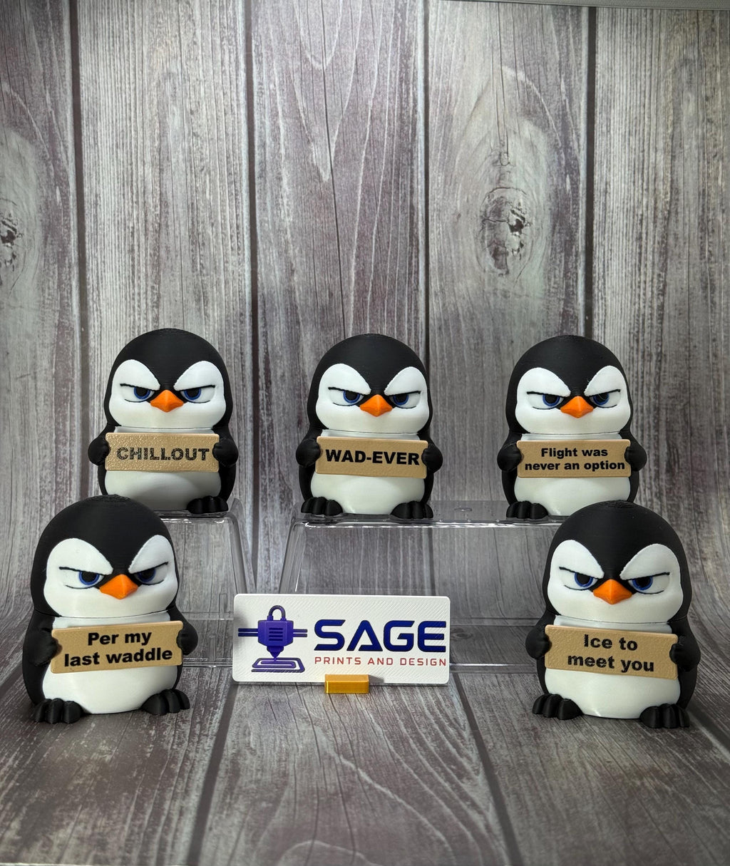 Penguin with Attitude | Funny 3D Printed Penguin Figurine | Sassy Desk Decor