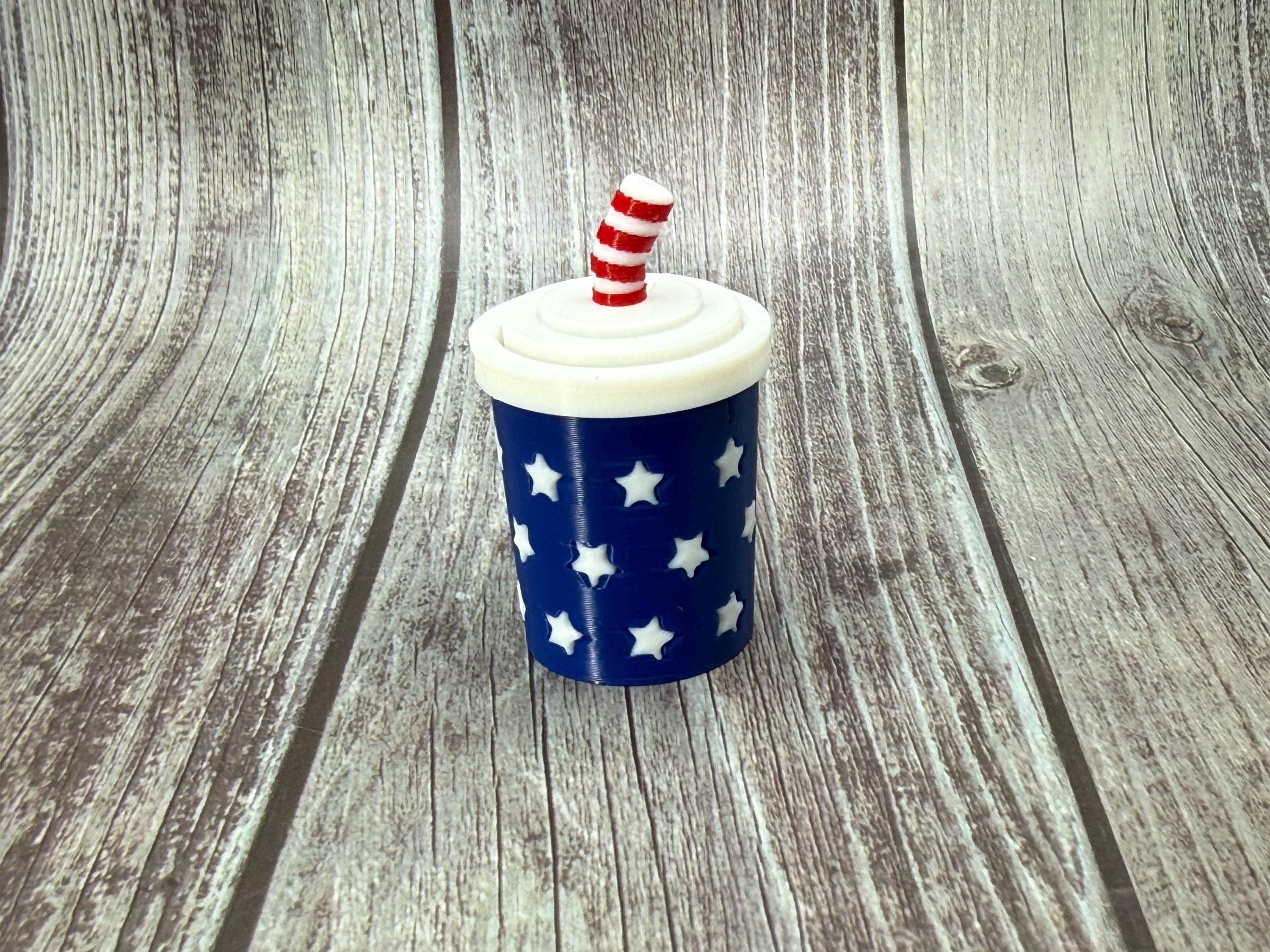 3D Printed Patriotic Food Keychains | Hot Dog, Soda Can, Drink Cup Fidget Clickers