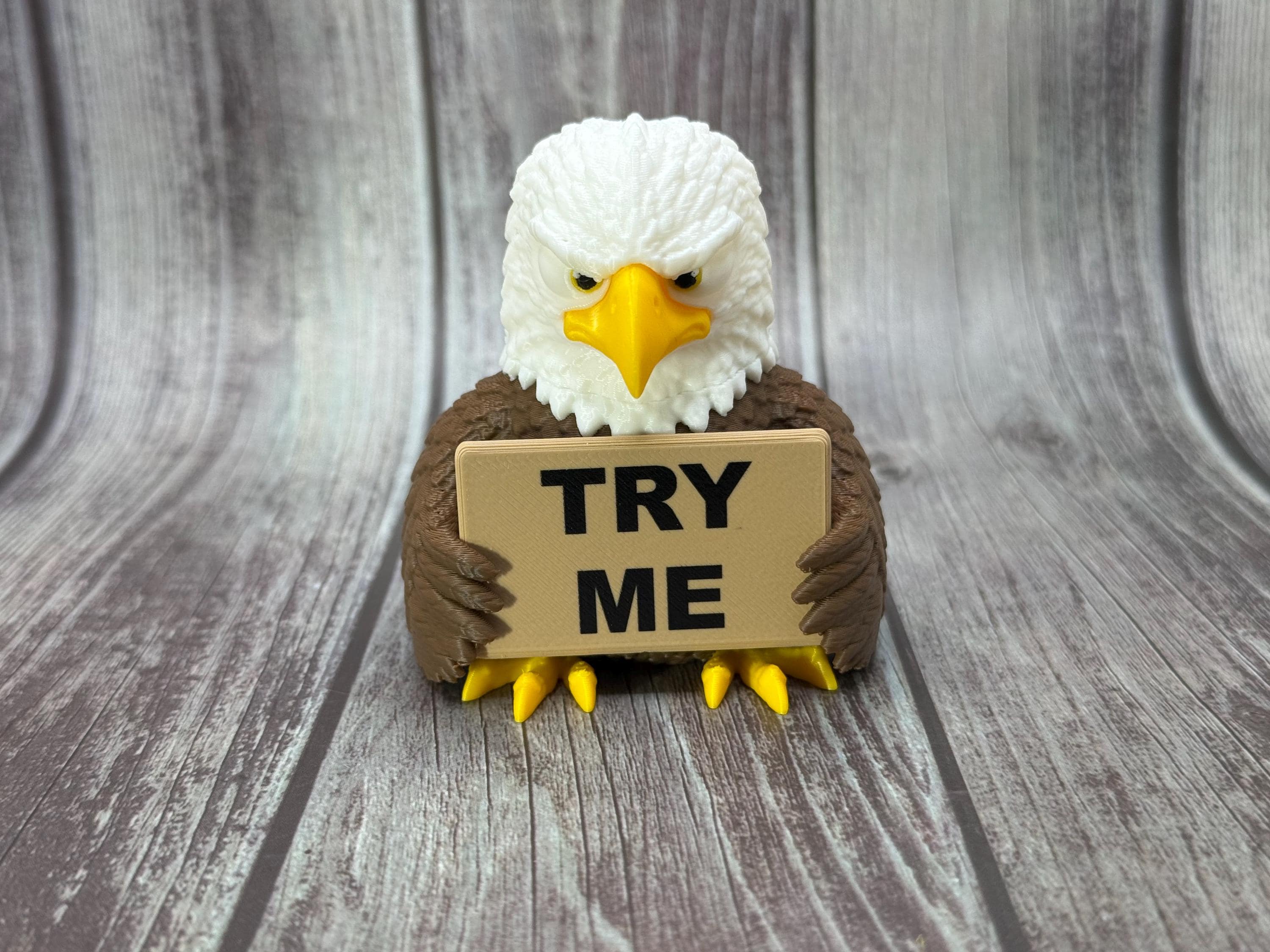 Eagle with Attitude | Funny 3D Printed Bald Eagle Figurine | Patriotic Desk Decor