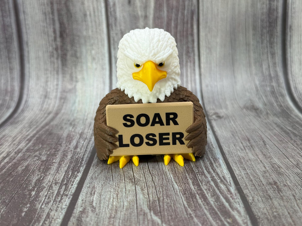 Eagle with Attitude | Funny 3D Printed Bald Eagle Figurine | Patriotic Desk Decor
