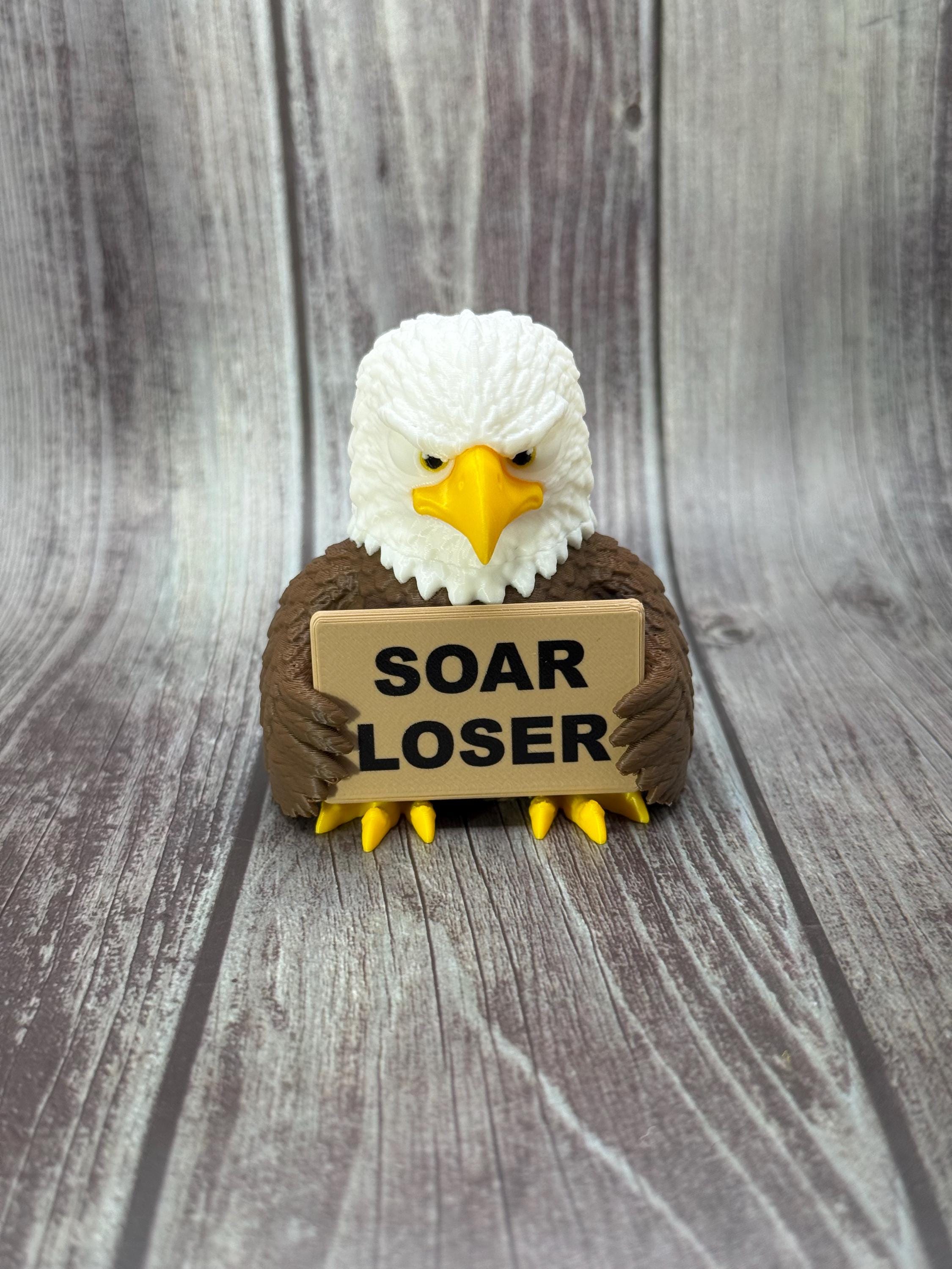 Eagle with Attitude | Funny 3D Printed Bald Eagle Figurine | Patriotic Desk Decor