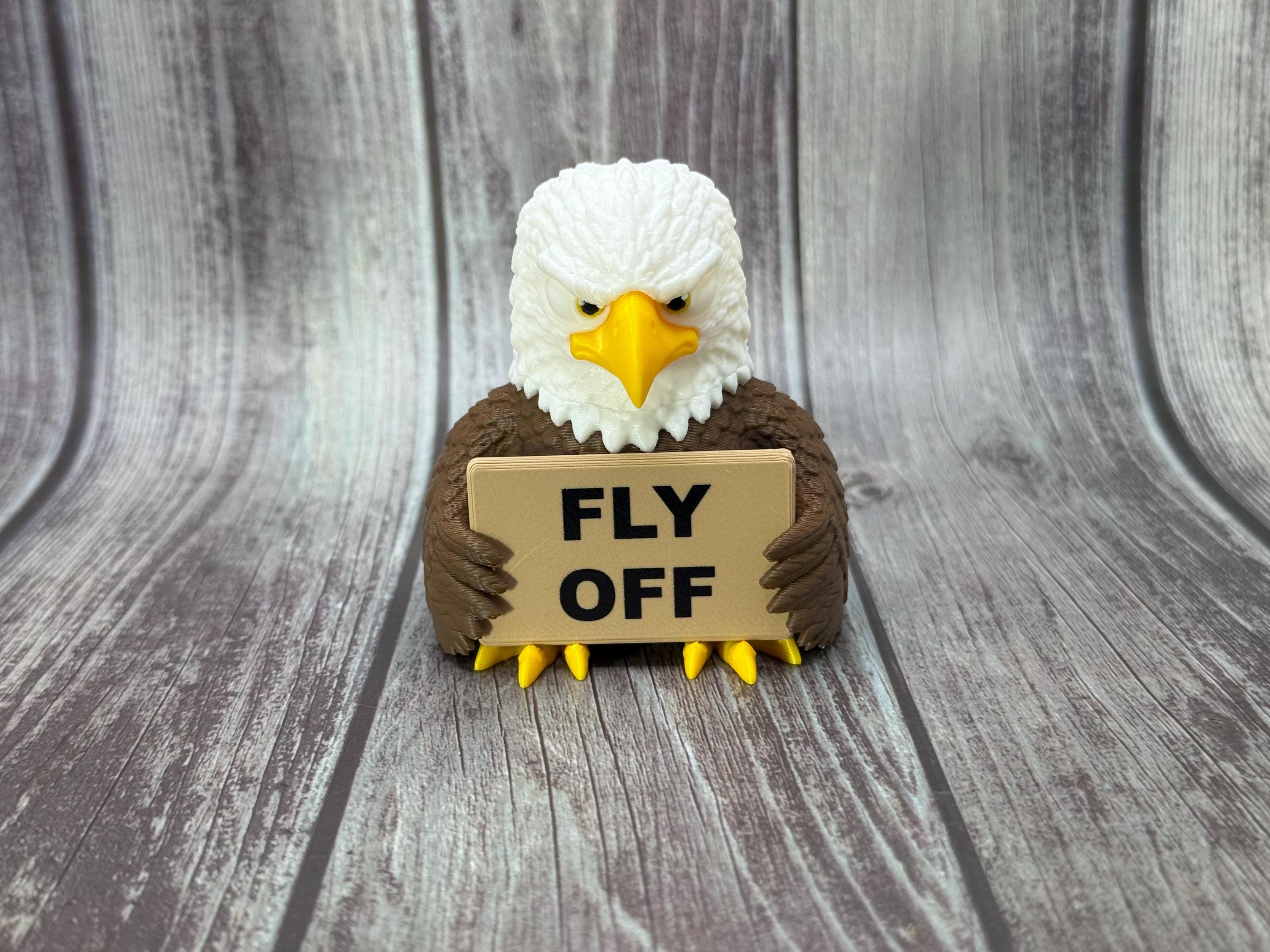Eagle with Attitude | Funny 3D Printed Bald Eagle Figurine | Patriotic Desk Decor