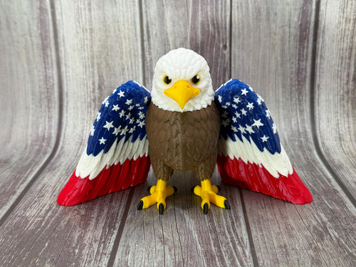 3D Printed American Eagle with Flag Wings | Patriotic USA Eagle Statue | America 250 Decor