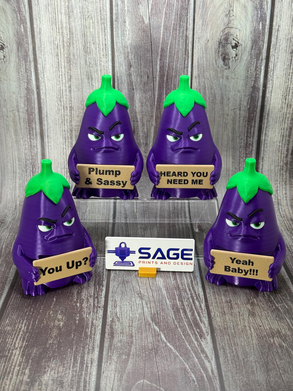 Eggplant with Attitude | Funny 3D Printed Vegetable Figurine | Adult Humor Desk Decor