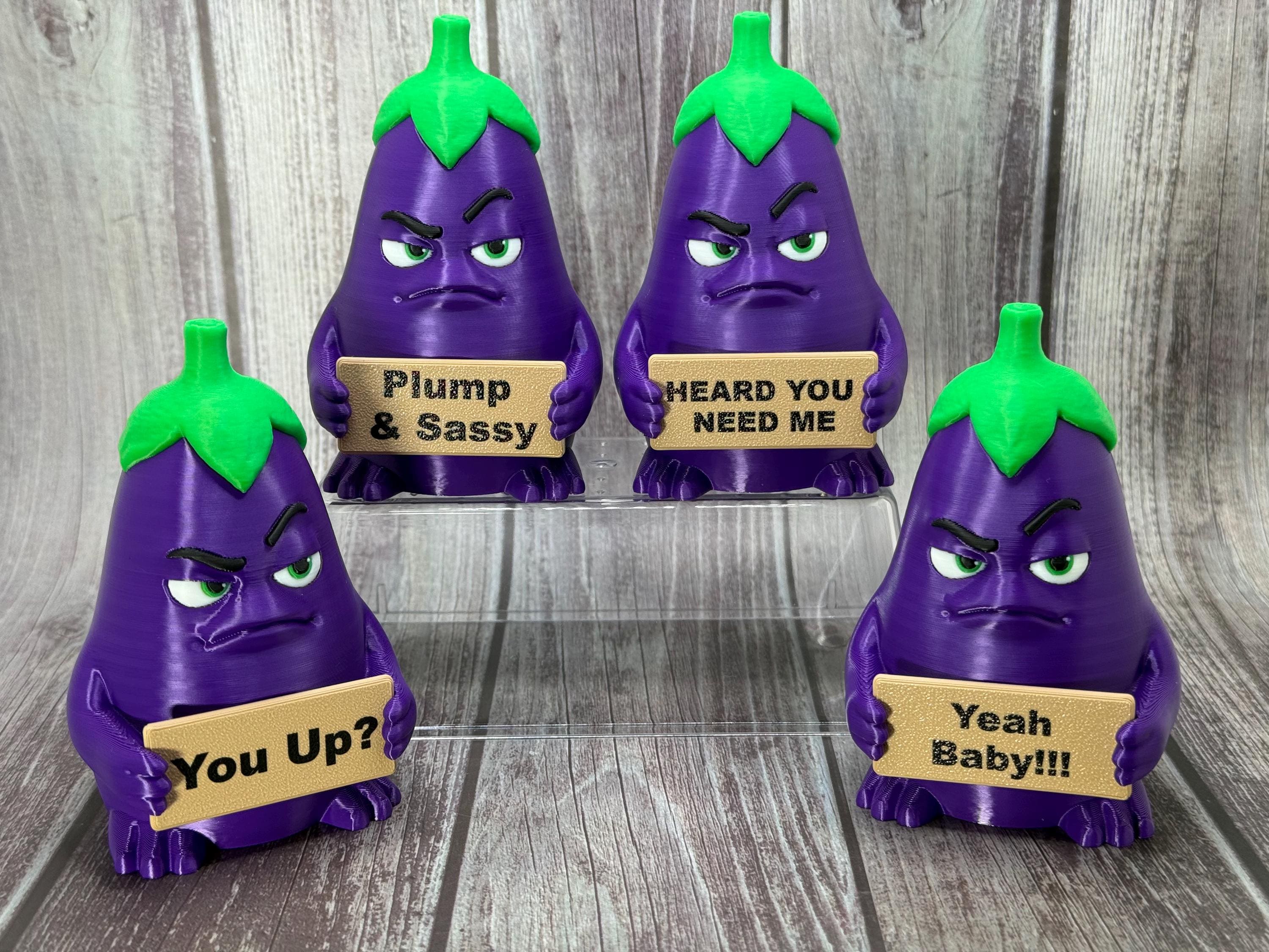 Eggplant with Attitude | Funny 3D Printed Vegetable Figurine | Adult Humor Desk Decor
