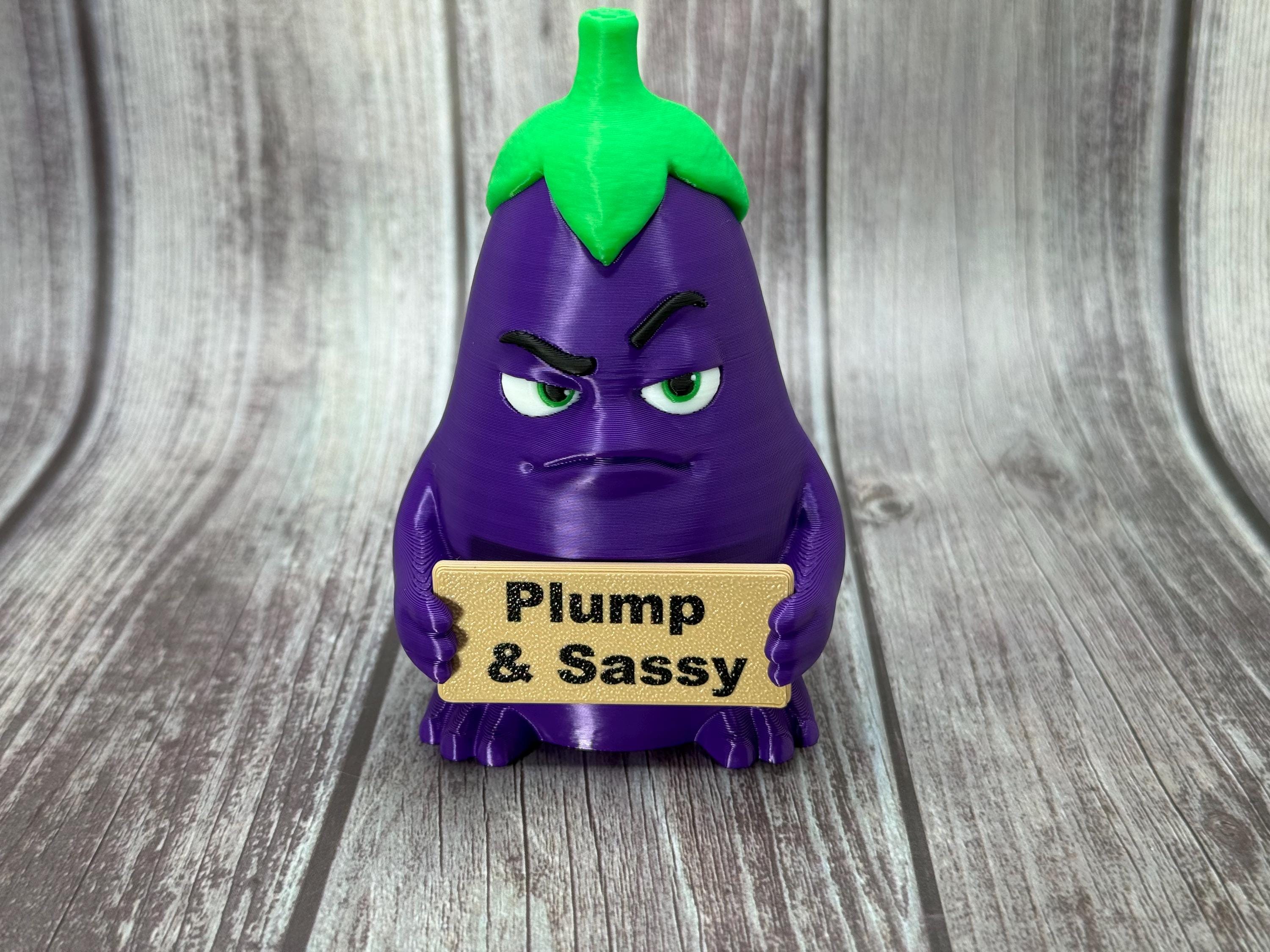 Eggplant with Attitude | Funny 3D Printed Vegetable Figurine | Adult Humor Desk Decor