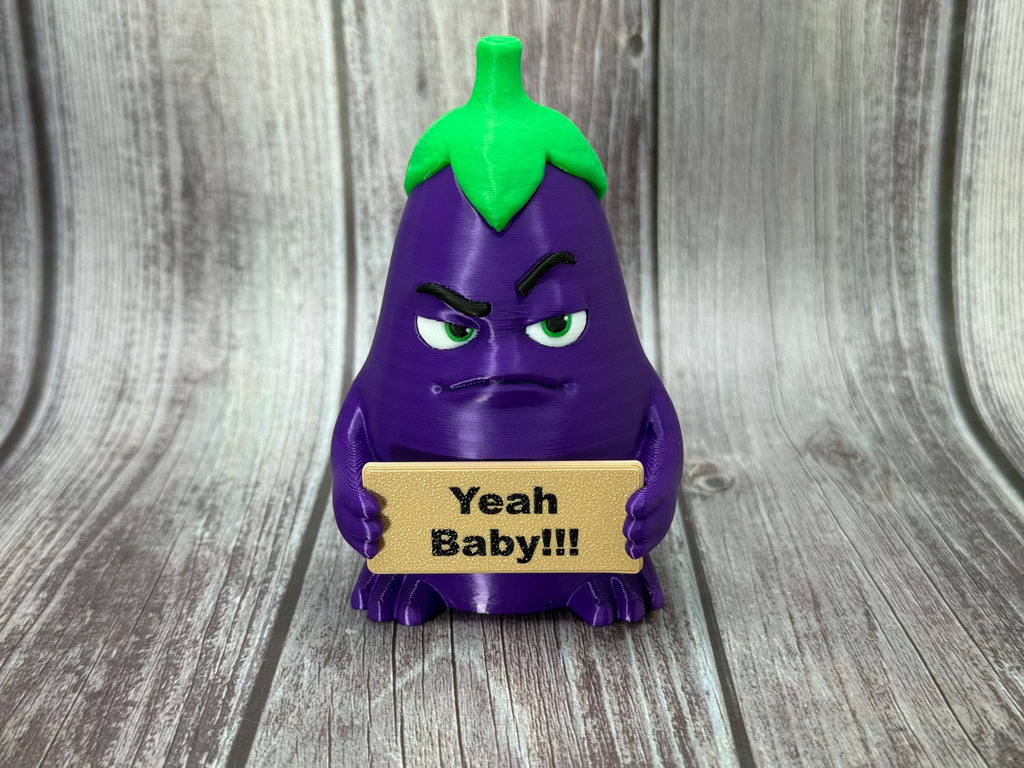 Eggplant with Attitude | Funny 3D Printed Vegetable Figurine | Adult Humor Desk Decor
