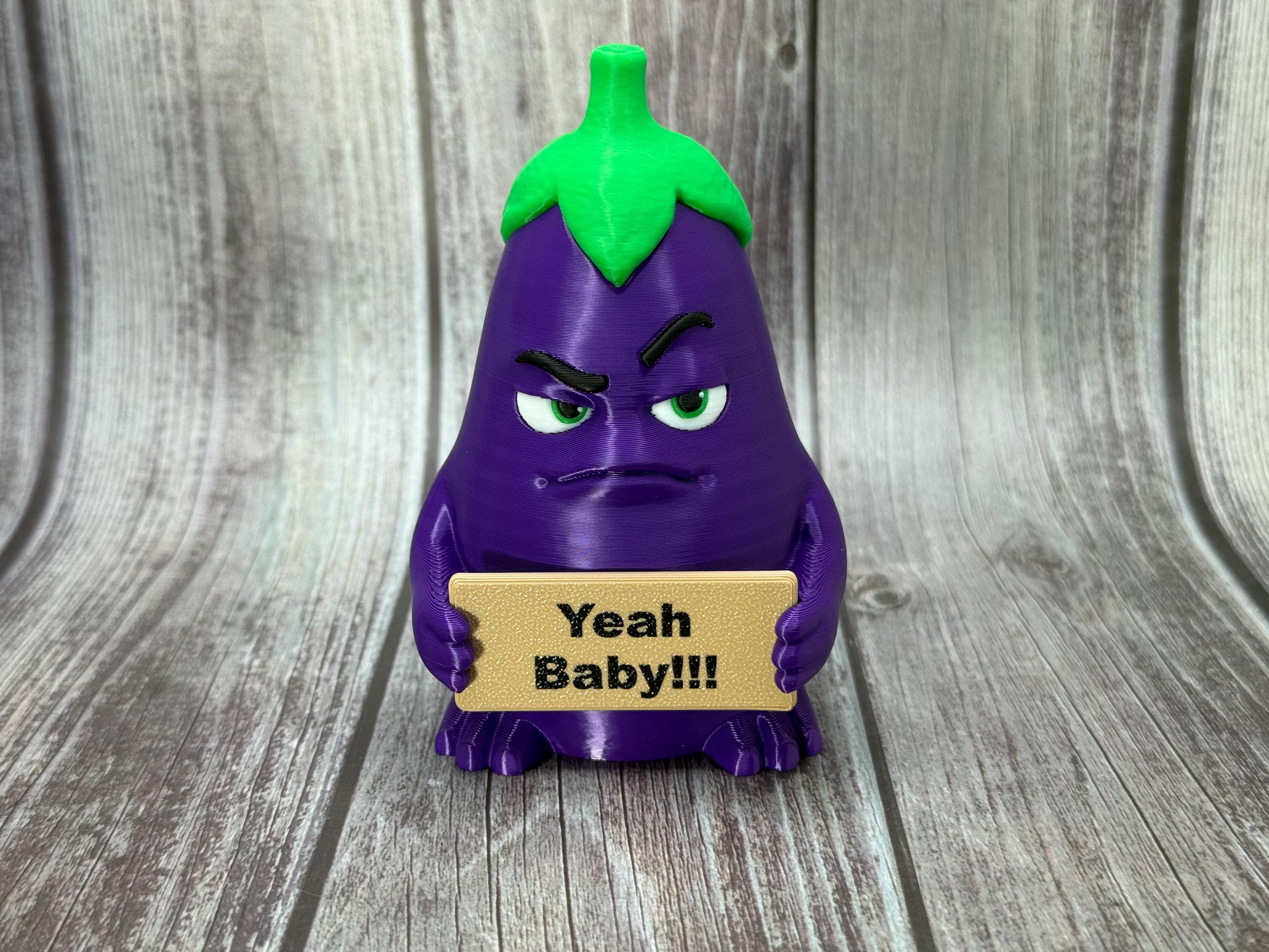 Eggplant with Attitude | Funny 3D Printed Vegetable Figurine | Adult Humor Desk Decor