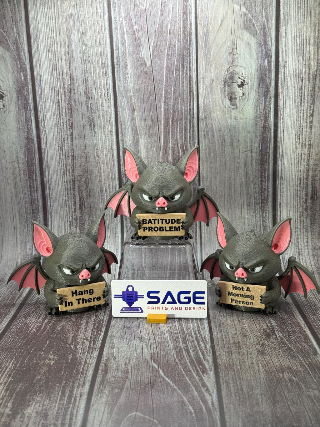 Bat with Attitude | Funny 3D Printed Bat Figurine | Sassy Desk Decor
