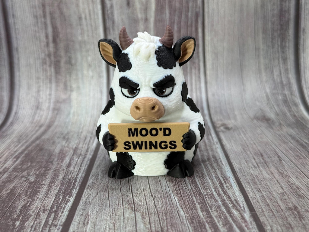 Cow with Attitude | Funny 3D Printed Cow Figurine | Sarcastic Farm Animal Decor