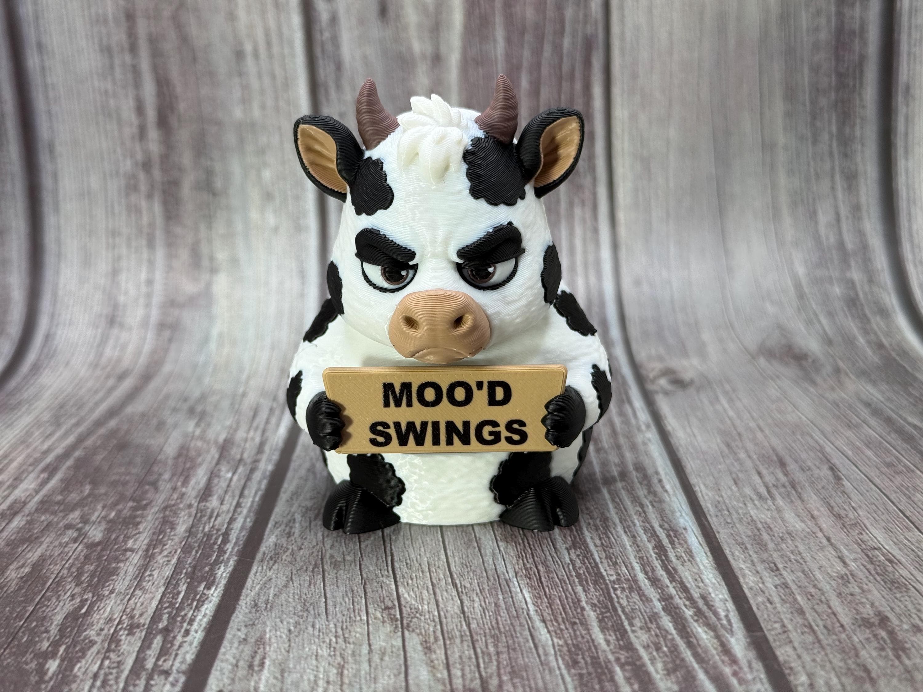 Cow with Attitude | Funny 3D Printed Cow Figurine | Sarcastic Farm Animal Decor