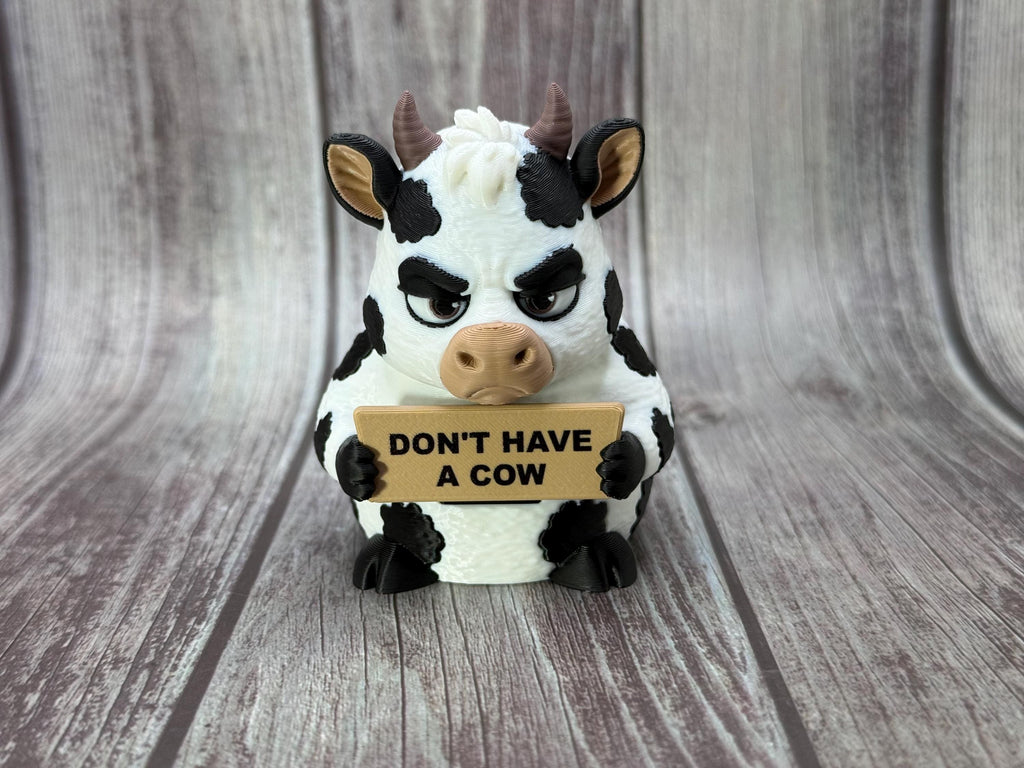 Cow with Attitude | Funny 3D Printed Cow Figurine | Sarcastic Farm Animal Decor