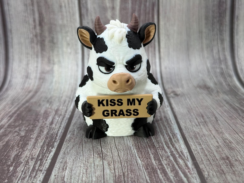 Cow with Attitude | Funny 3D Printed Cow Figurine | Sarcastic Farm Animal Decor