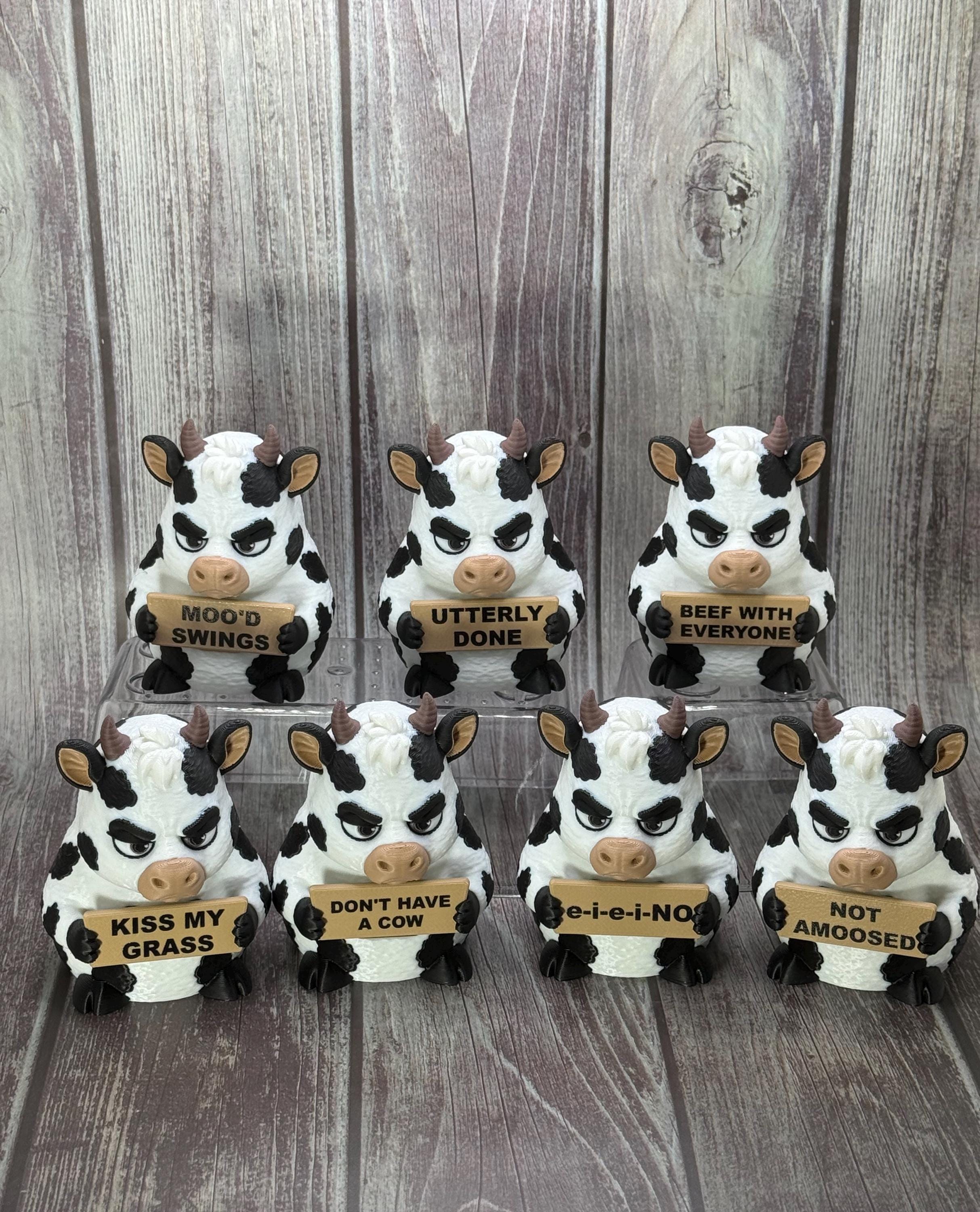Cow with Attitude | Funny 3D Printed Cow Figurine | Sarcastic Farm Animal Decor