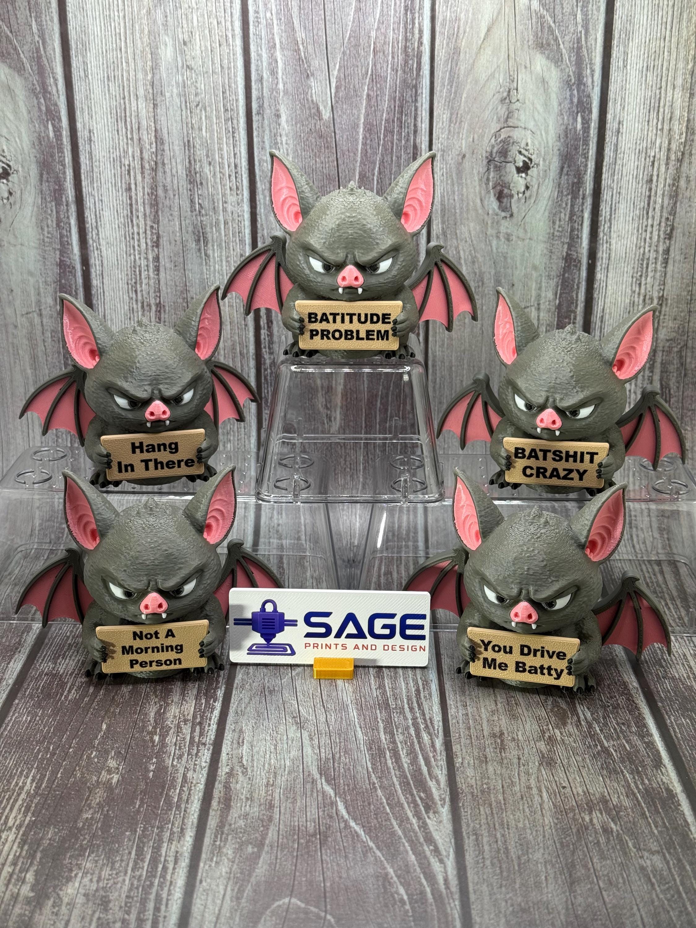 Bat with Attitude | Funny 3D Printed Bat Figurine | Sassy Desk Decor