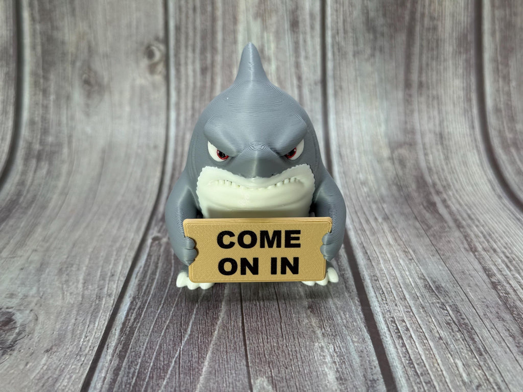 3D Printed Shark Figurine | Sassy Attitude, Funny Signs, Ocean Decor