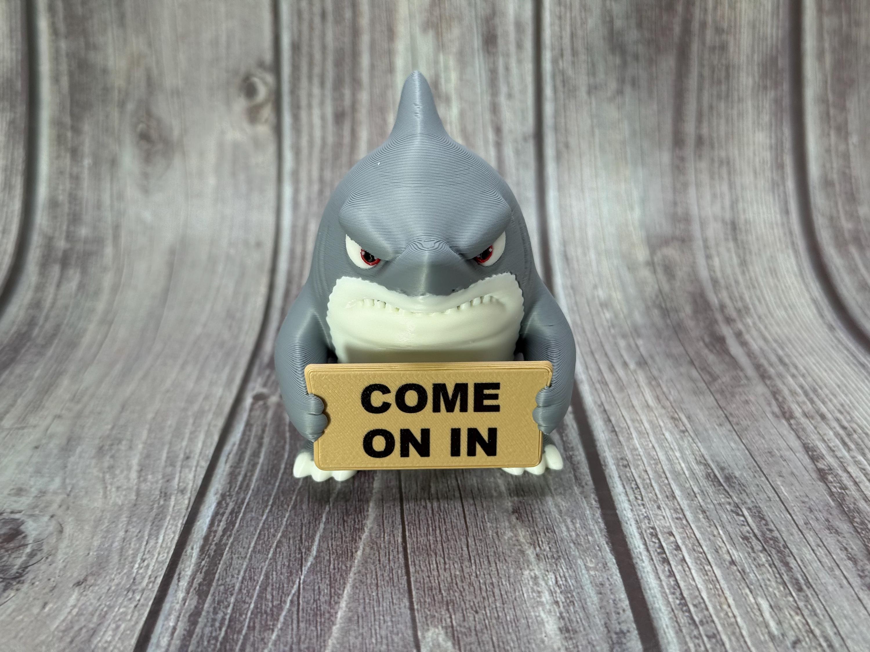 3D Printed Shark Figurine | Sassy Attitude, Funny Signs, Ocean Decor