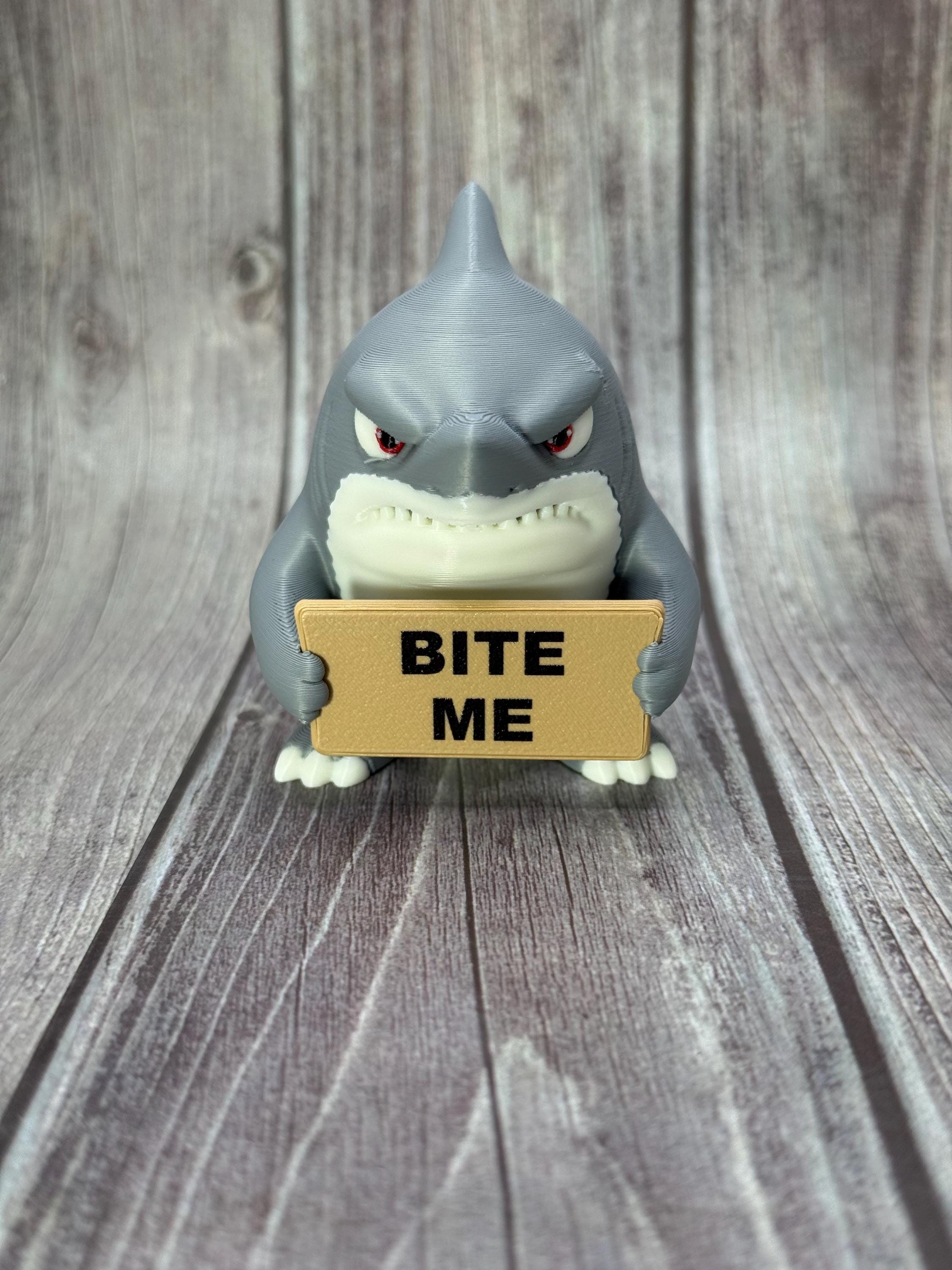 3D Printed Shark Figurine | Sassy Attitude, Funny Signs, Ocean Decor