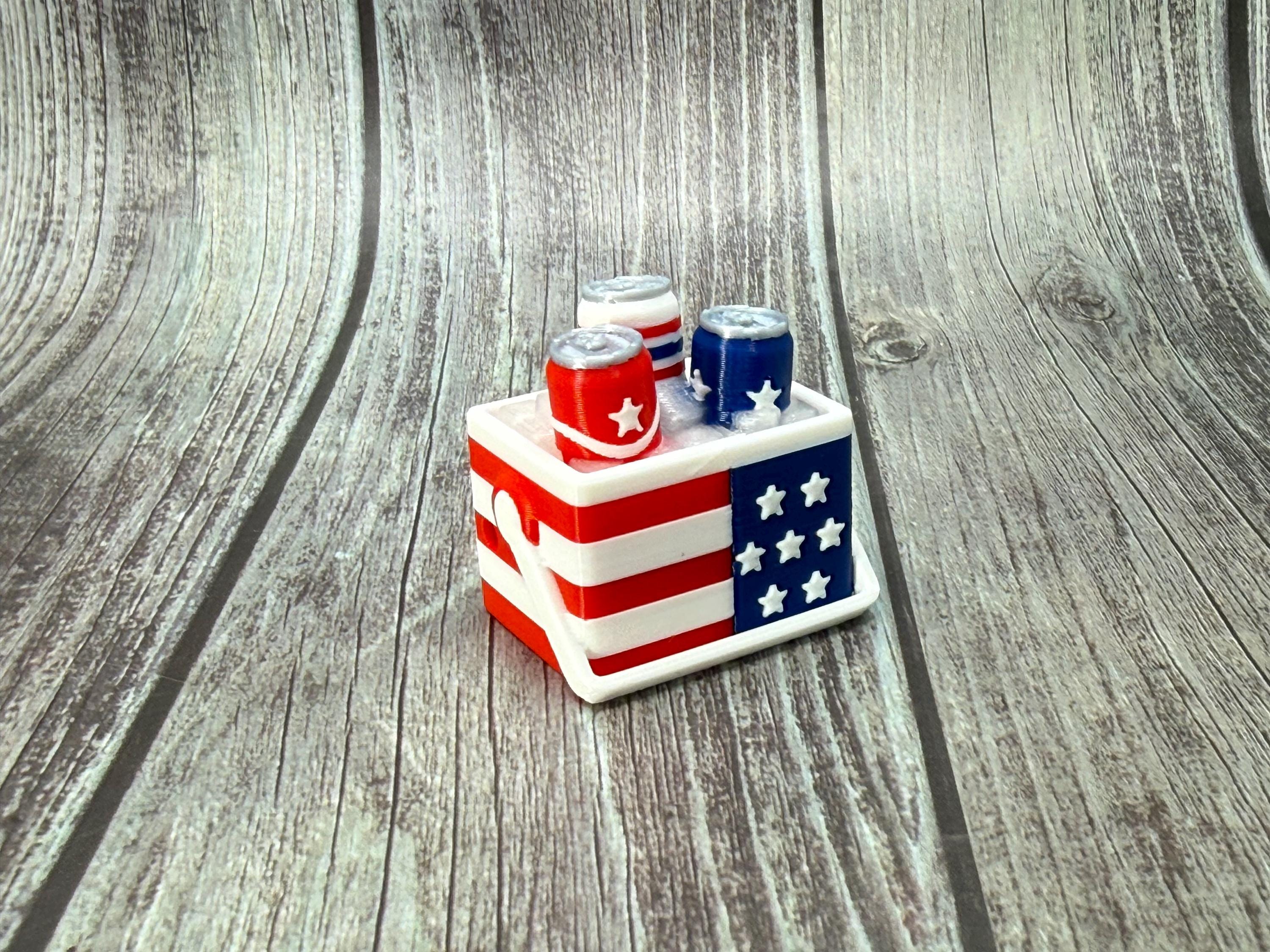 3D Printed Patriotic Food Keychains | Hot Dog, Soda Can, Drink Cup Fidget Clickers