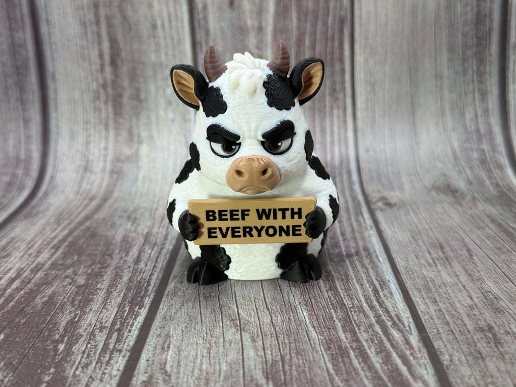 Cow with Attitude | Funny 3D Printed Cow Figurine | Sarcastic Farm Animal Decor