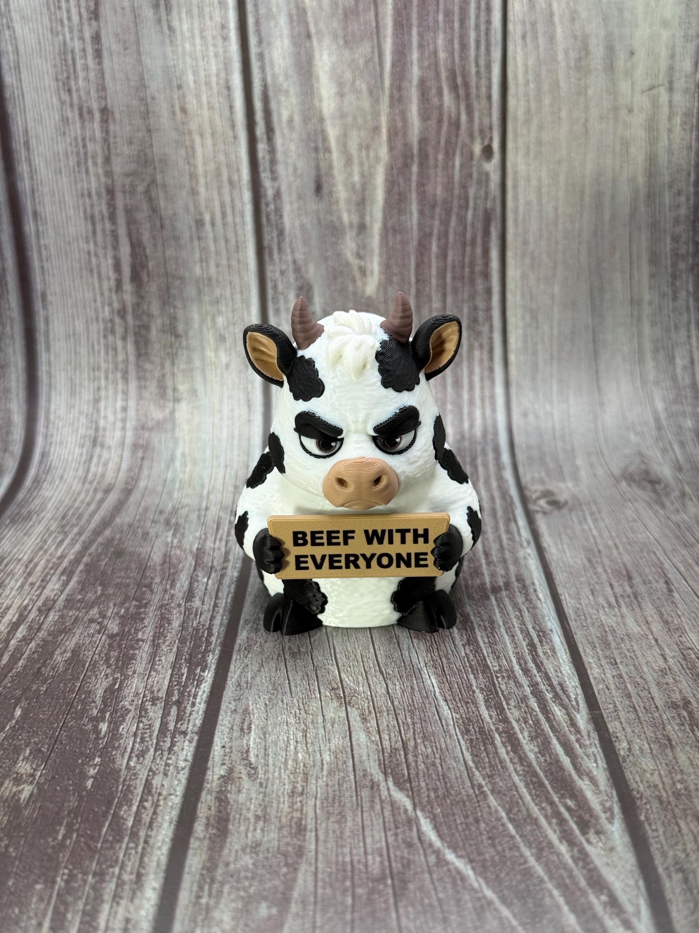 Cow with Attitude | Funny 3D Printed Cow Figurine | Sarcastic Farm Animal Decor