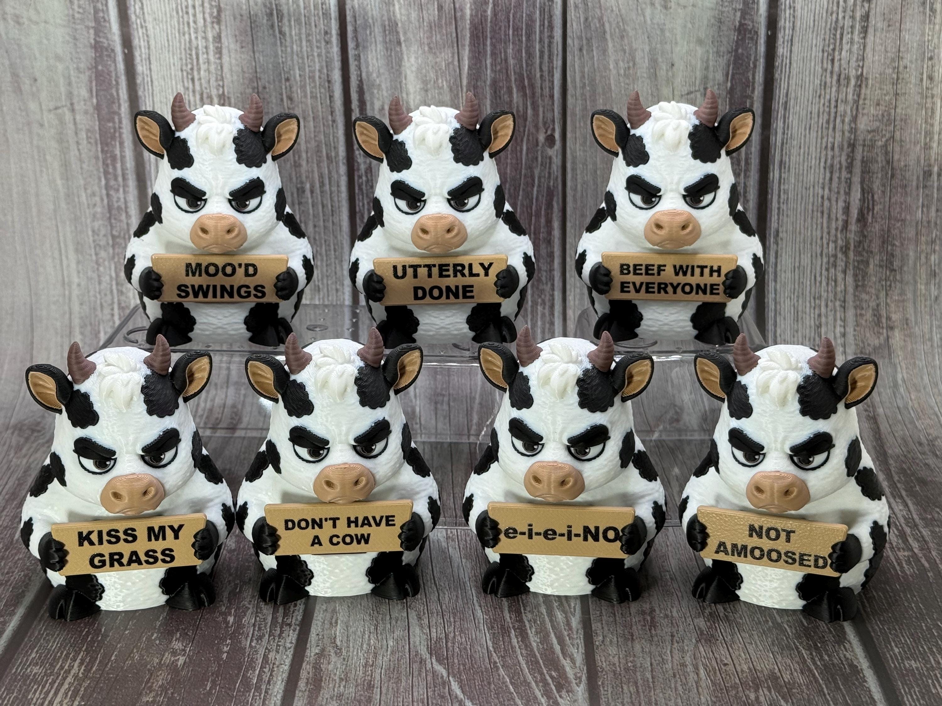 Cow with Attitude | Funny 3D Printed Cow Figurine | Sarcastic Farm Animal Decor