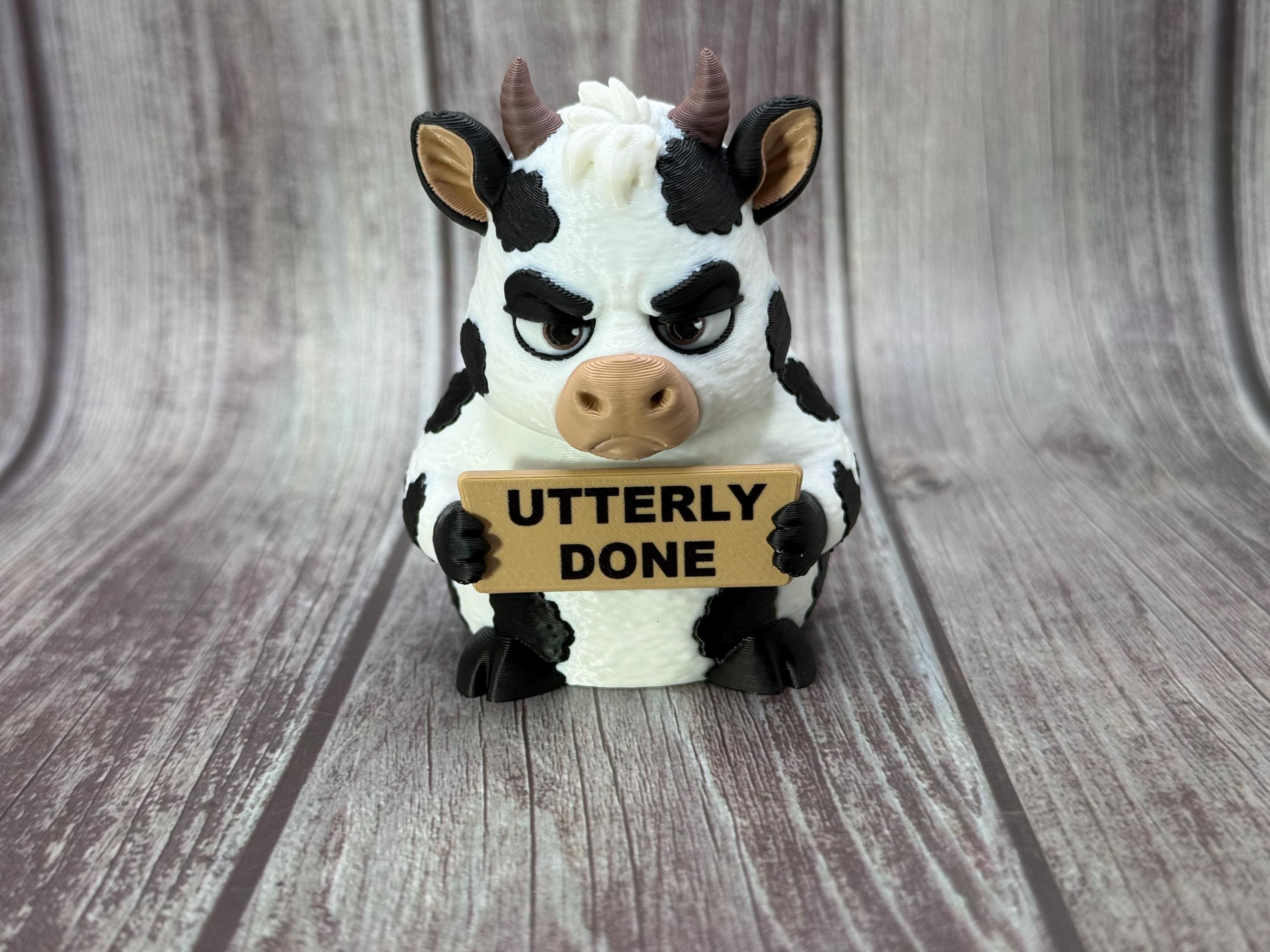 Cow with Attitude | Funny 3D Printed Cow Figurine | Sarcastic Farm Animal Decor