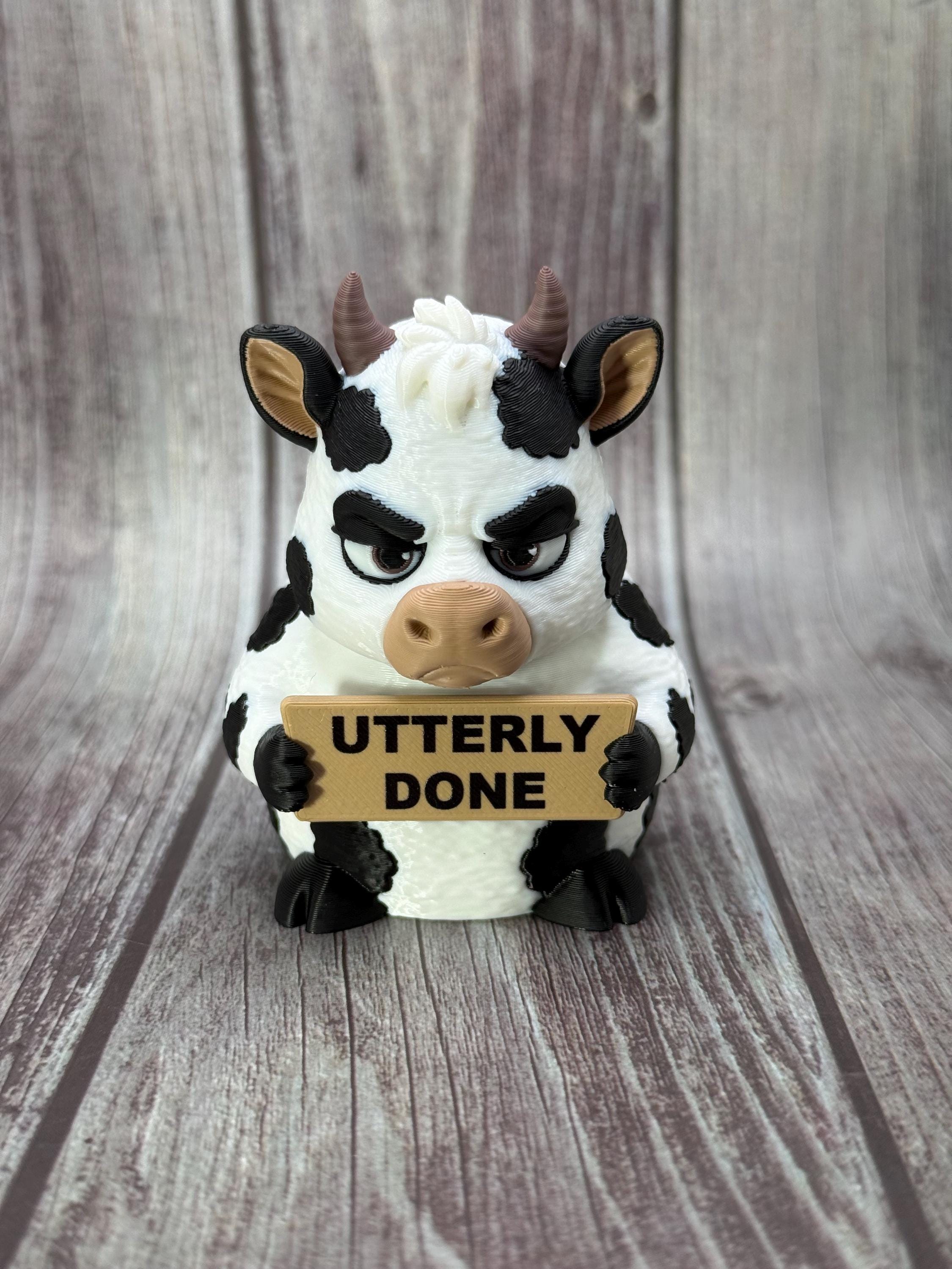 Cow with Attitude | Funny 3D Printed Cow Figurine | Sarcastic Farm Animal Decor