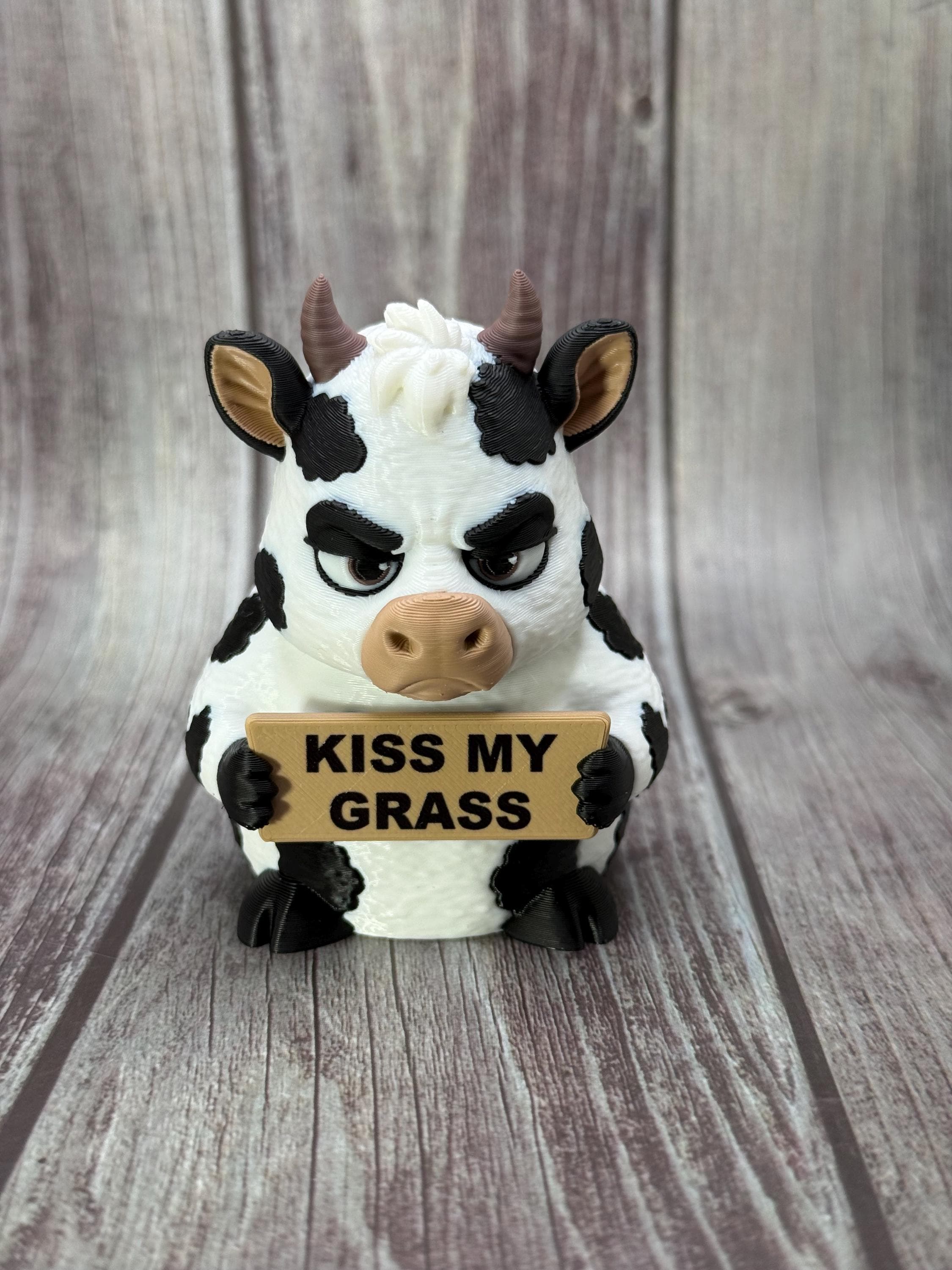 Cow with Attitude | Funny 3D Printed Cow Figurine | Sarcastic Farm Animal Decor