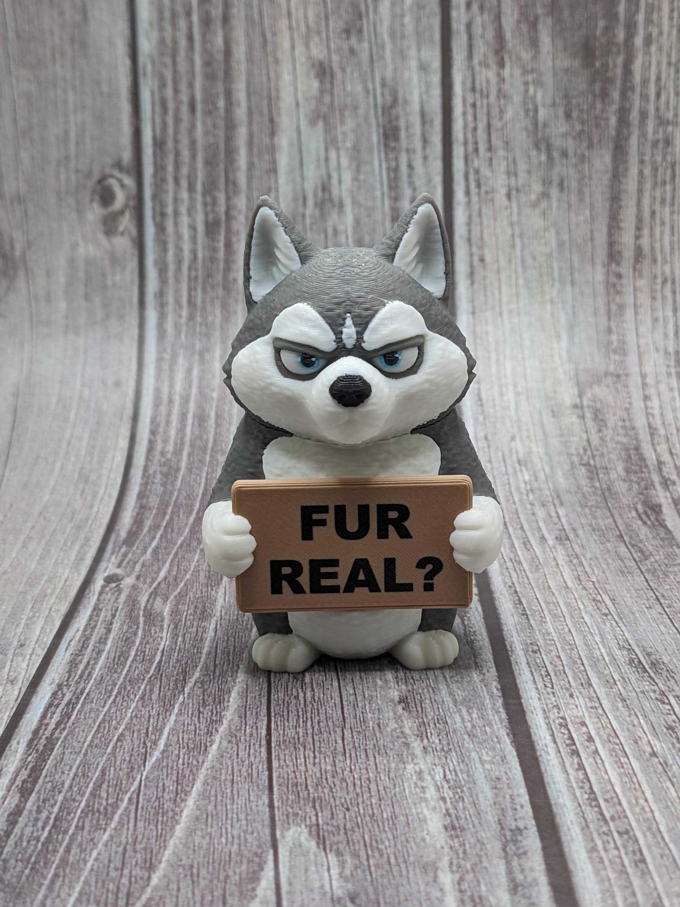 Husky with Attitude | Funny 3D Printed Husky Figurine | Sarcastic Dog Deco