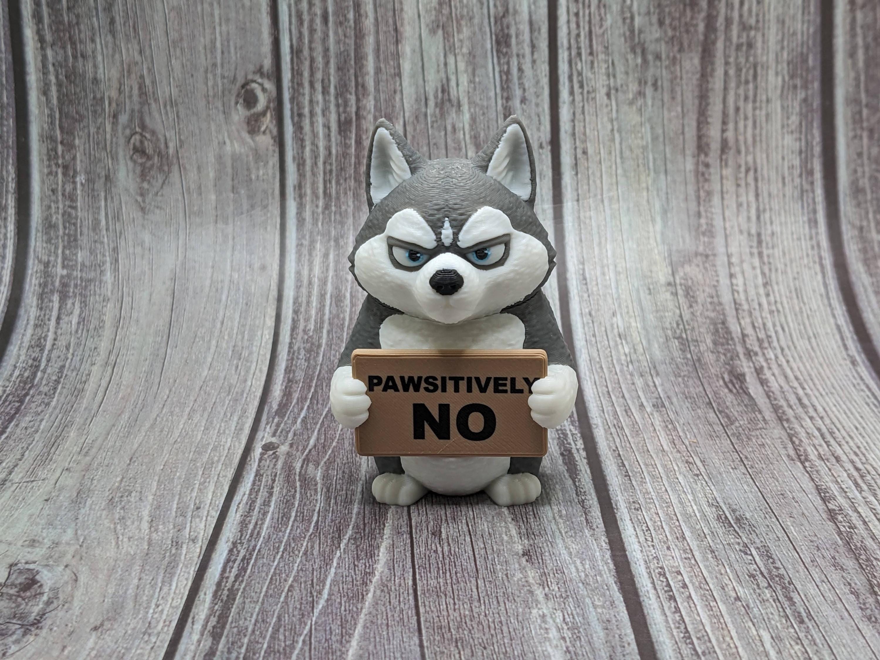 Husky with Attitude | Funny 3D Printed Husky Figurine | Sarcastic Dog Deco