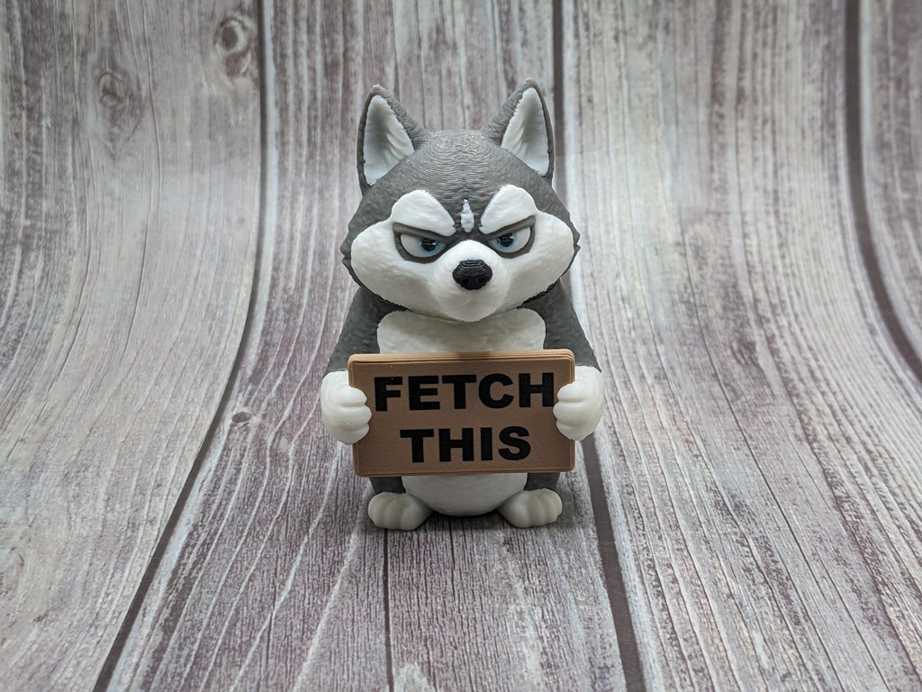 Husky with Attitude | Funny 3D Printed Husky Figurine | Sarcastic Dog Deco