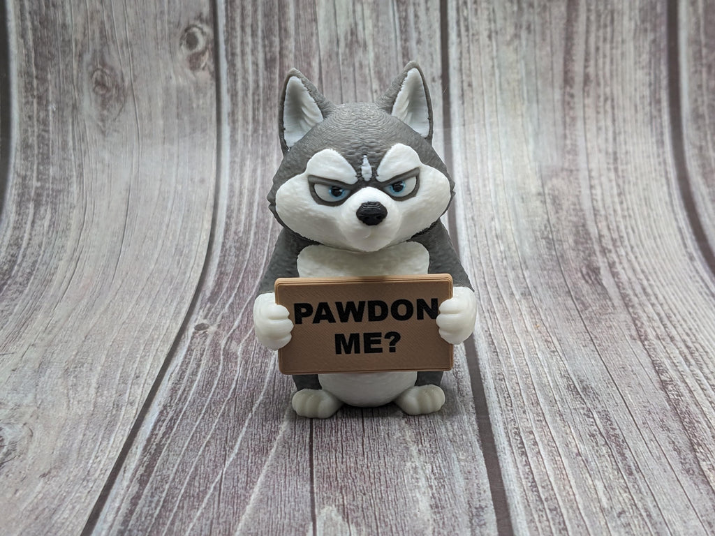 Husky with Attitude | Funny 3D Printed Husky Figurine | Sarcastic Dog Deco