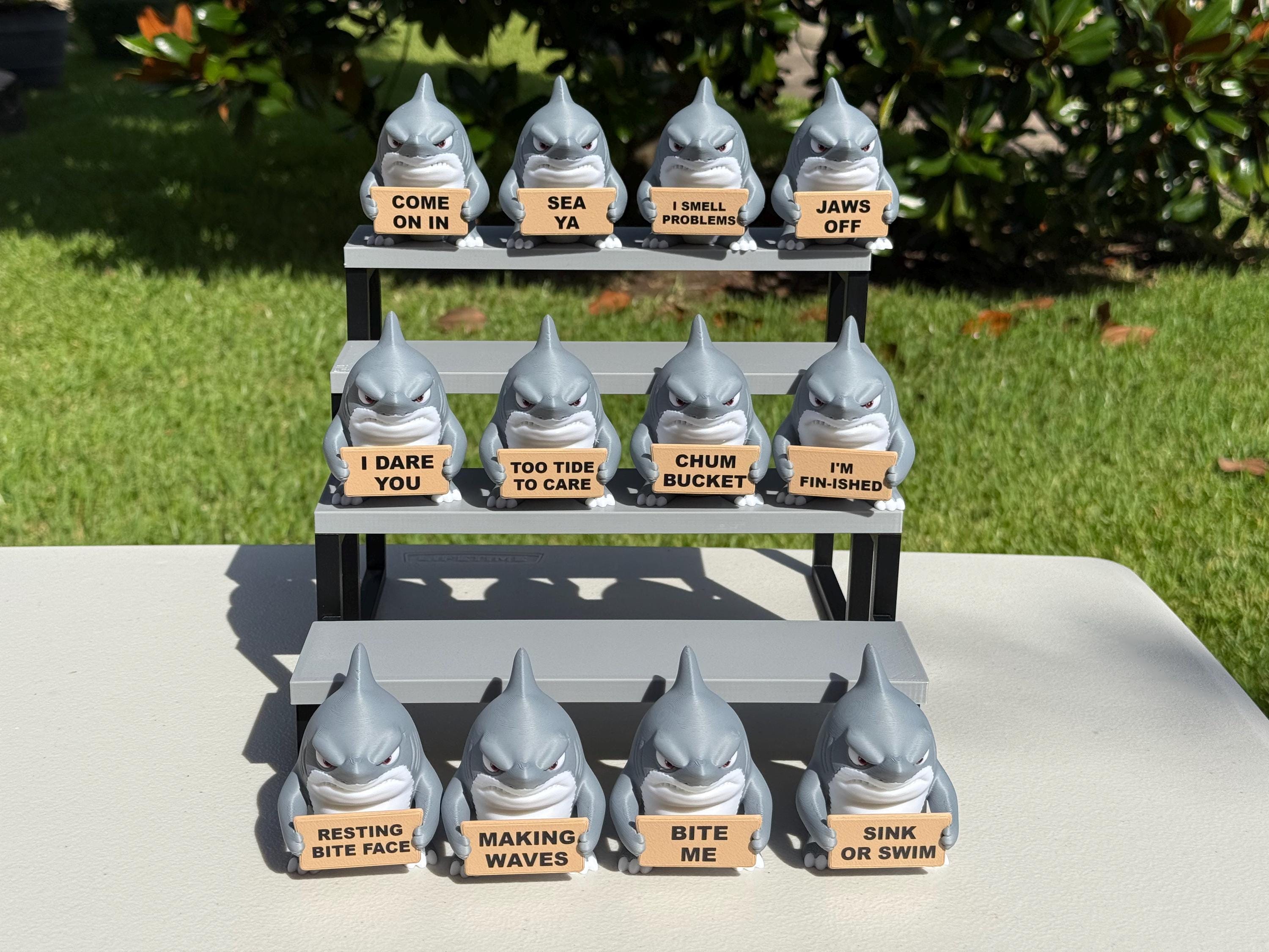 3D Printed Shark Figurine | Sassy Attitude, Funny Signs, Ocean Decor