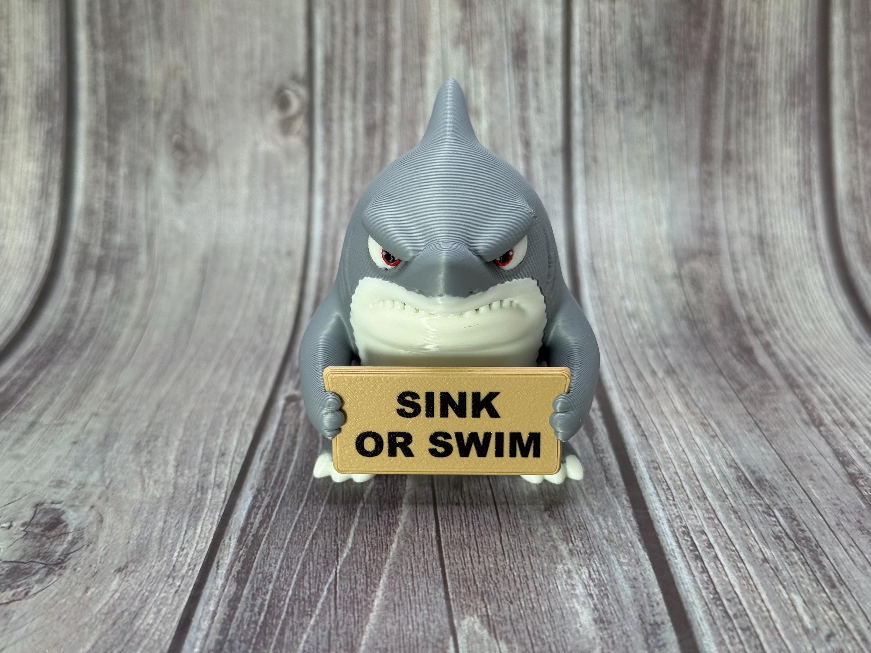 3D Printed Shark Figurine | Sassy Attitude, Funny Signs, Ocean Decor
