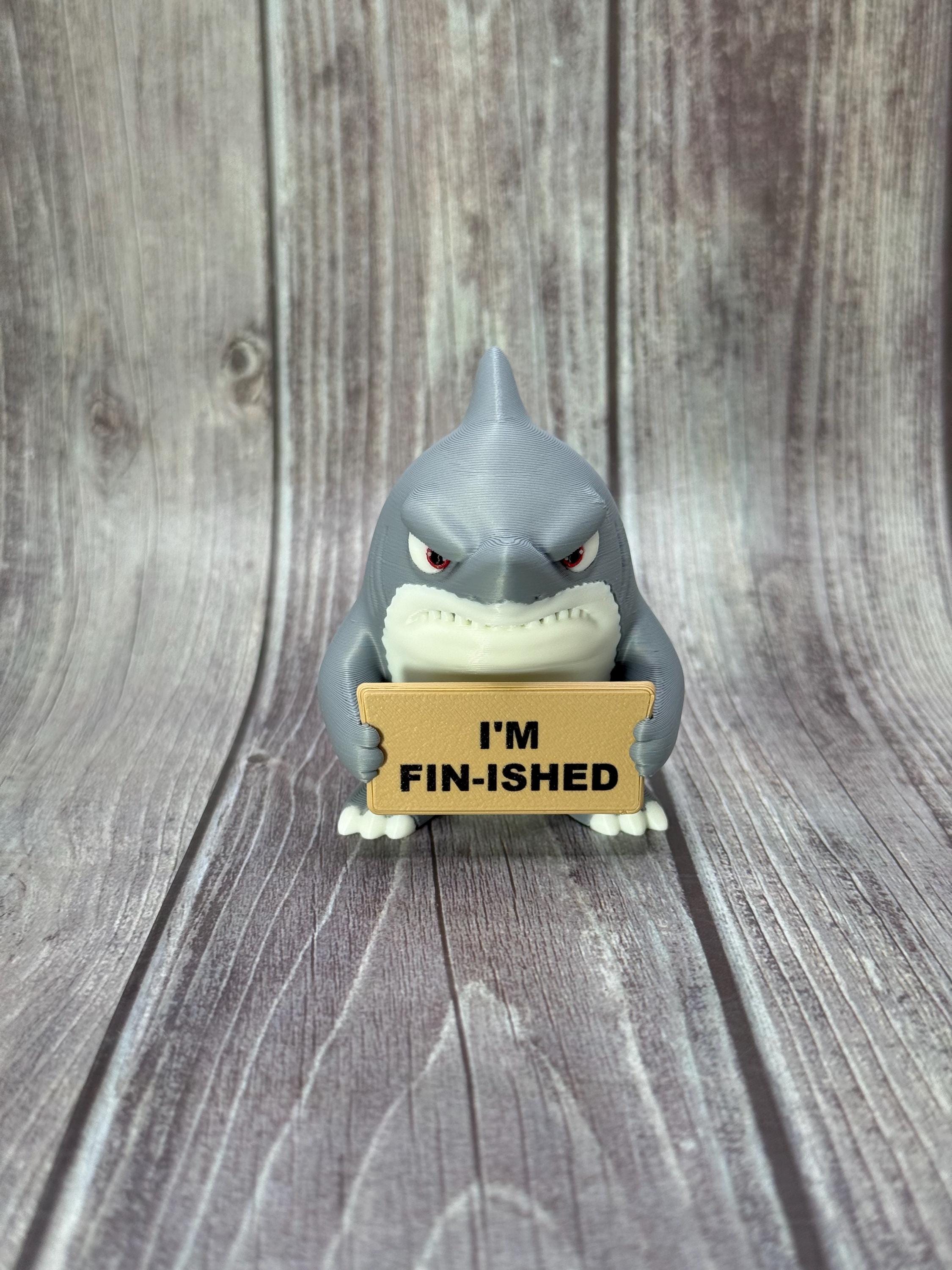 3D Printed Shark Figurine | Sassy Attitude, Funny Signs, Ocean Decor