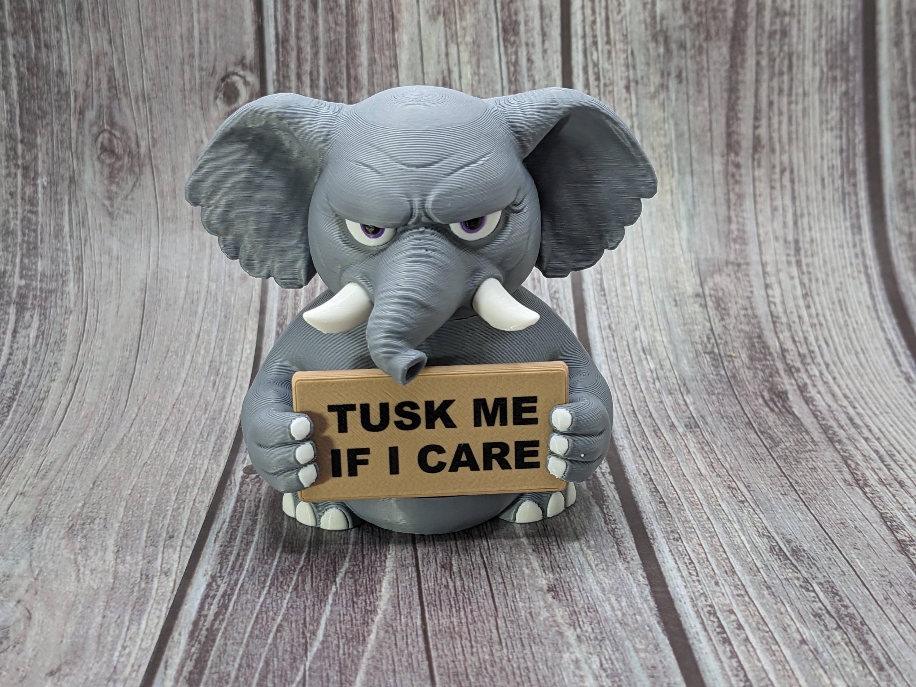 Elephant with Attitude | Funny 3D Printed Elephant Figurine
