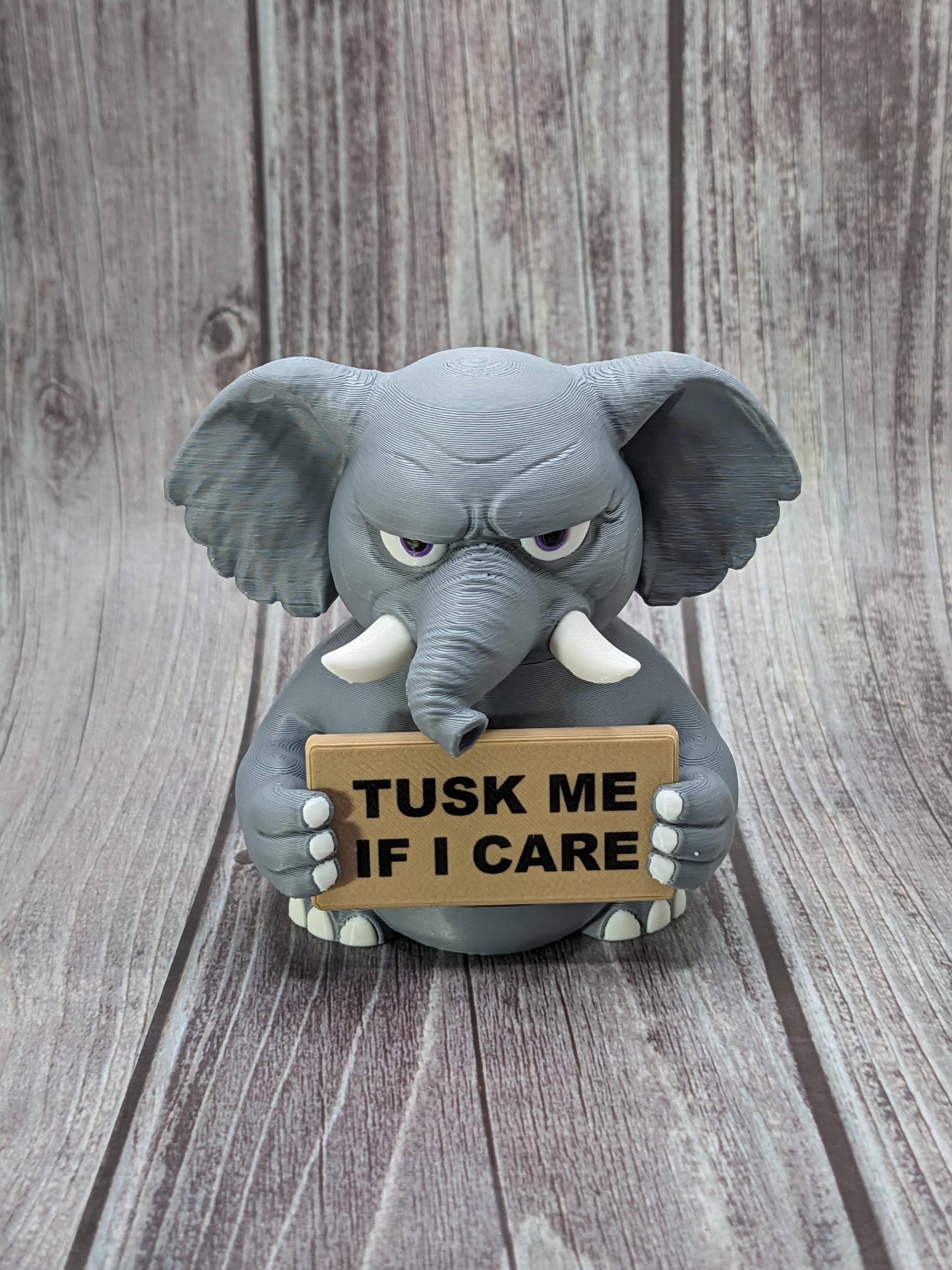Elephant with Attitude | Funny 3D Printed Elephant Figurine
