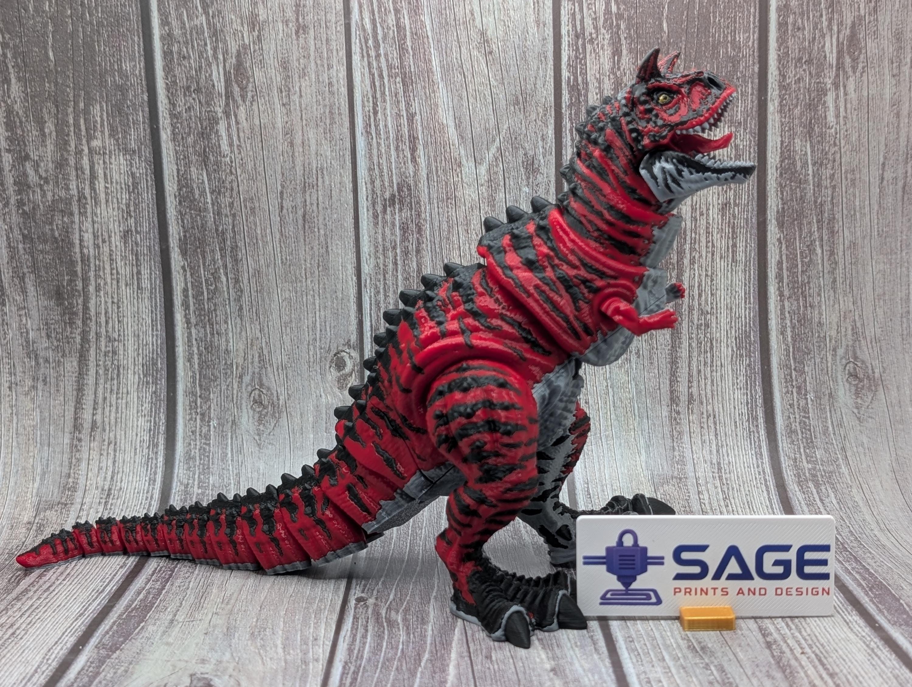 3D Printed Articulated Carnotaurus | Flexible Dinosaur Figure