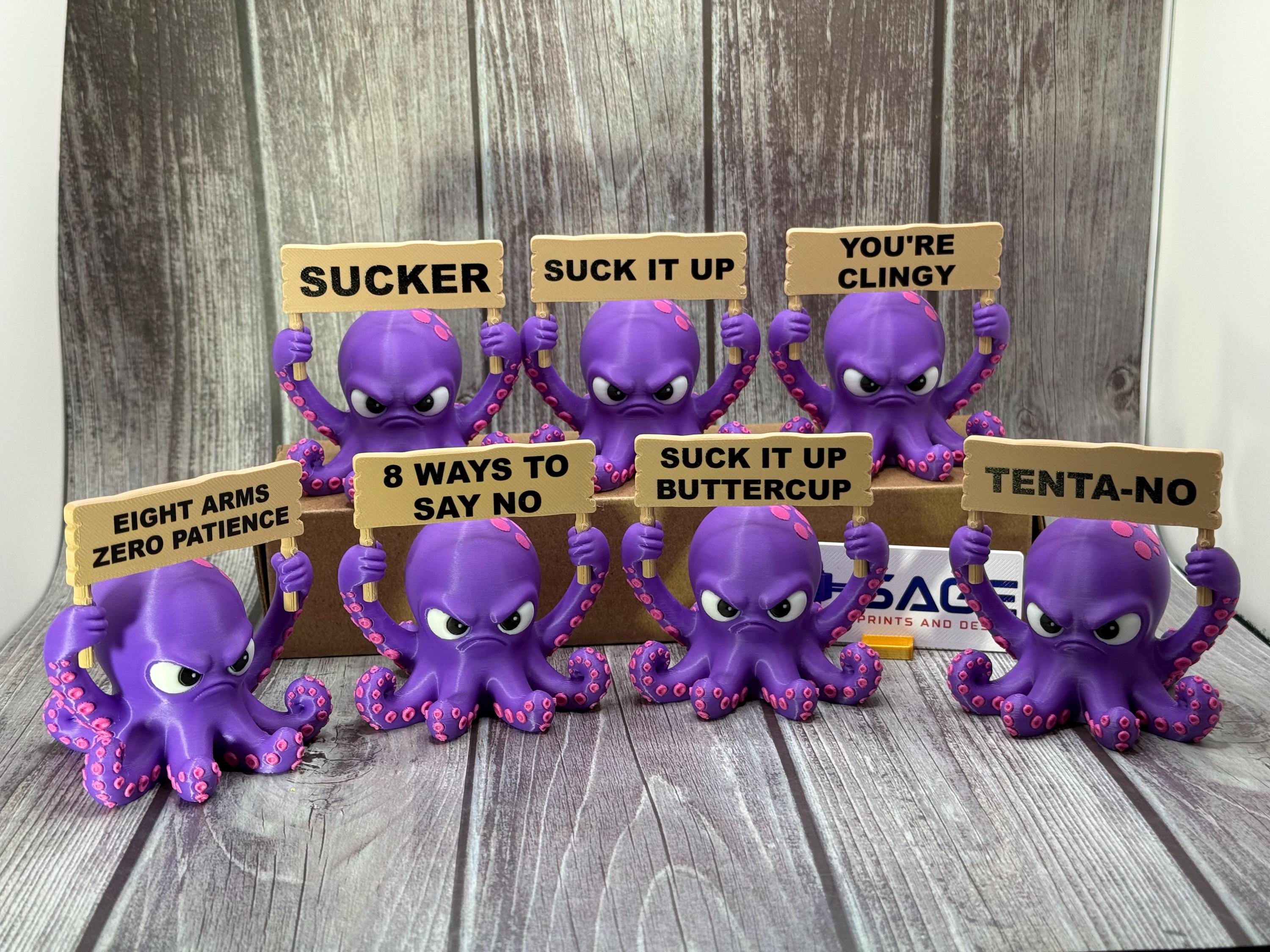 Octopus with Attitude | Funny 3D Printed Octopus Figurine