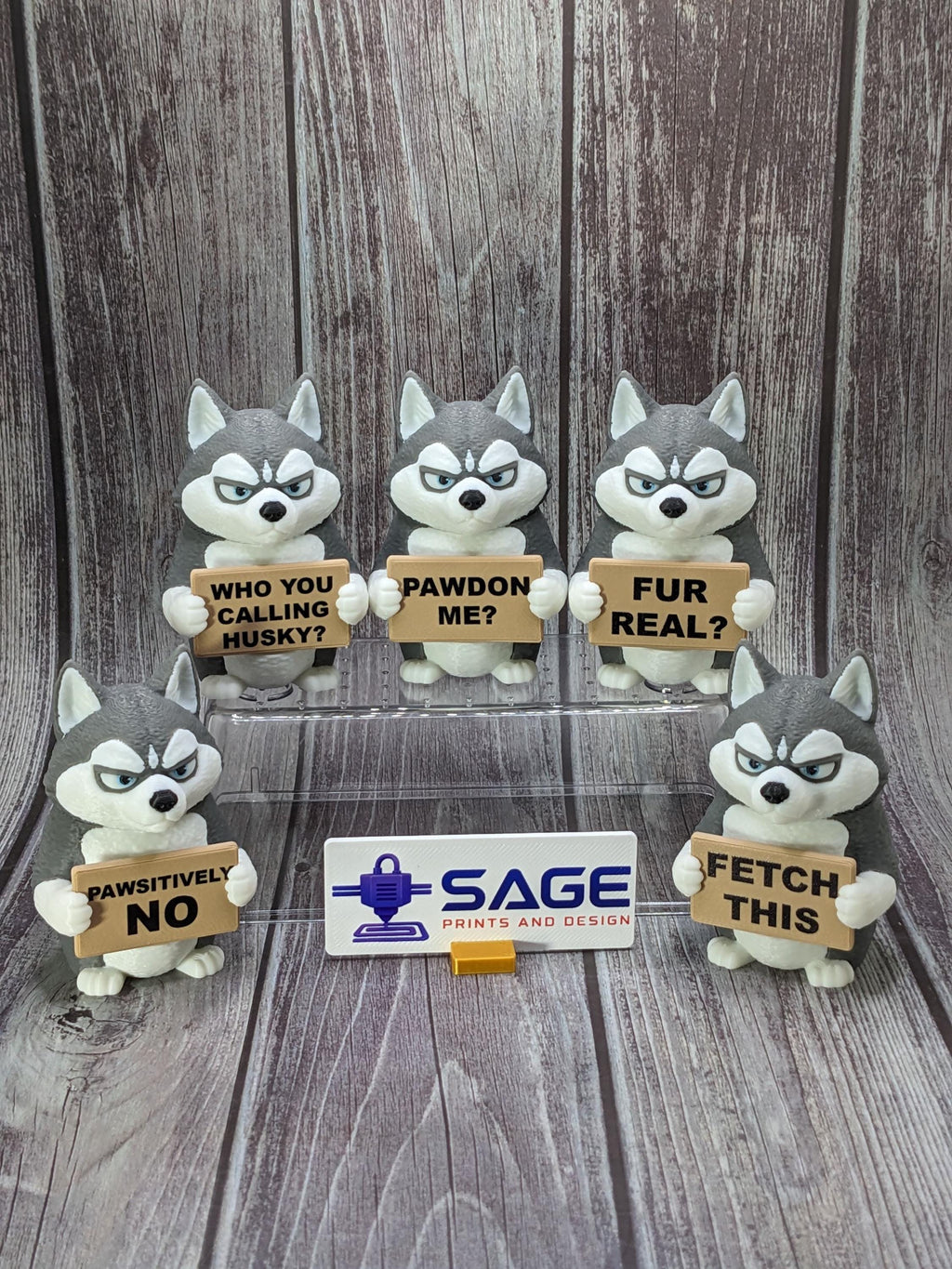 Husky with Attitude | Funny 3D Printed Husky Figurine | Sarcastic Dog Deco