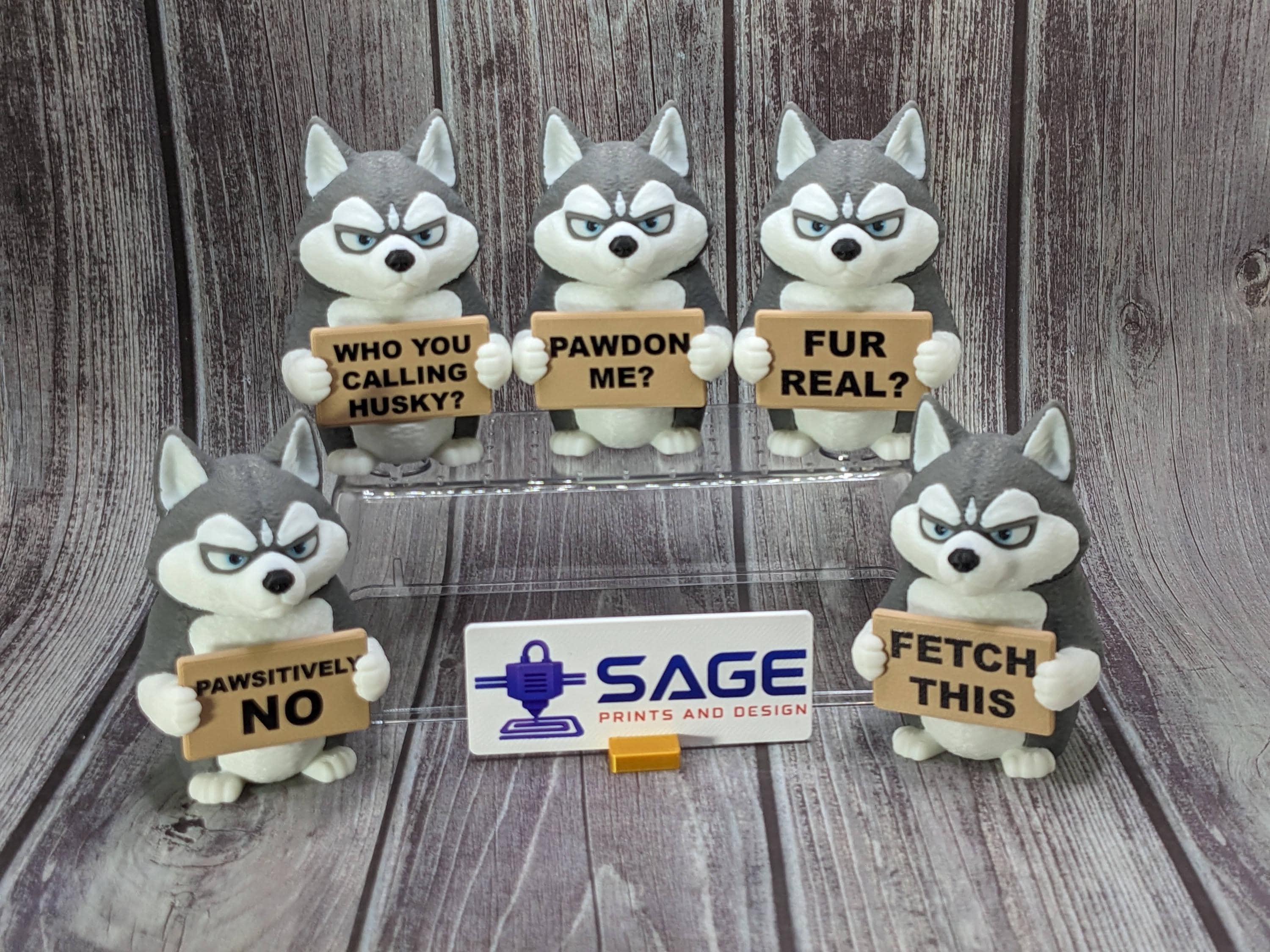 Husky with Attitude | Funny 3D Printed Husky Figurine | Sarcastic Dog Deco