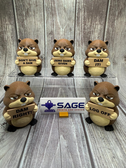 3D Printed Beaver with Attitude | Funny Beaver Decor | “Don’t Give a Dam”
