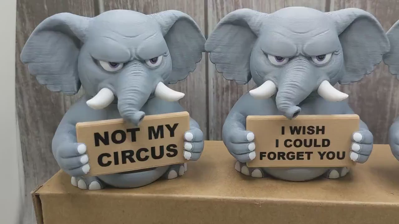 Elephant with Attitude | Funny 3D Printed Elephant Figurine